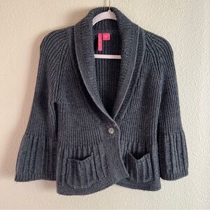 Charlotte Tarantola Women’s Grey cropped 3/4 Sleeve Y2K Vintage Cardigan